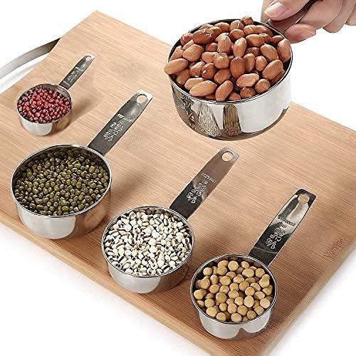 Stainless Steel Measuring Cups 5 Piece Set - Stackable Heavy Duty 304 SS with Handle for Dry & Liquid Ingredients - Image 3