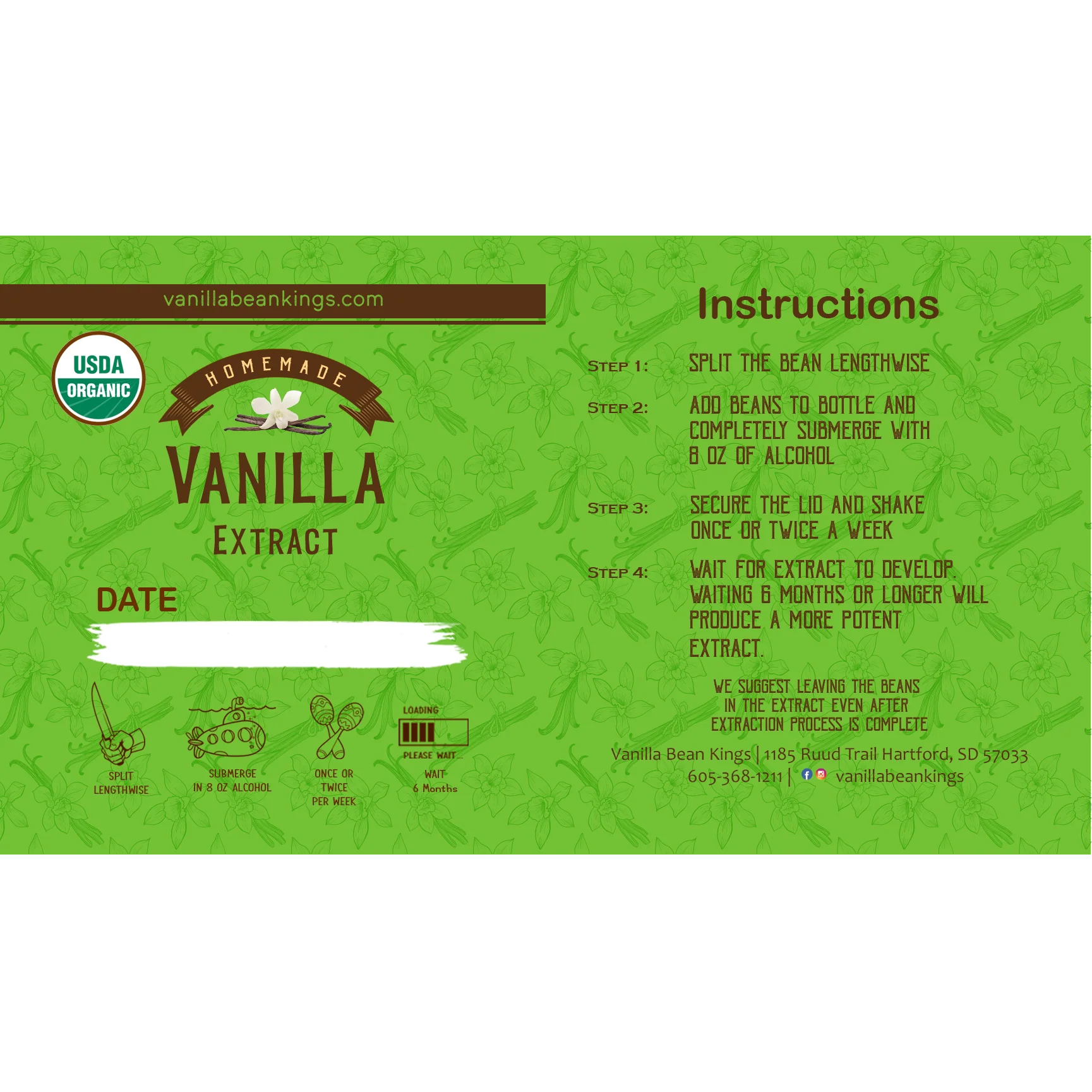 VBK Homemade Vanilla Extract Kit Label - 5.5" x 3" Sticker - Image 4